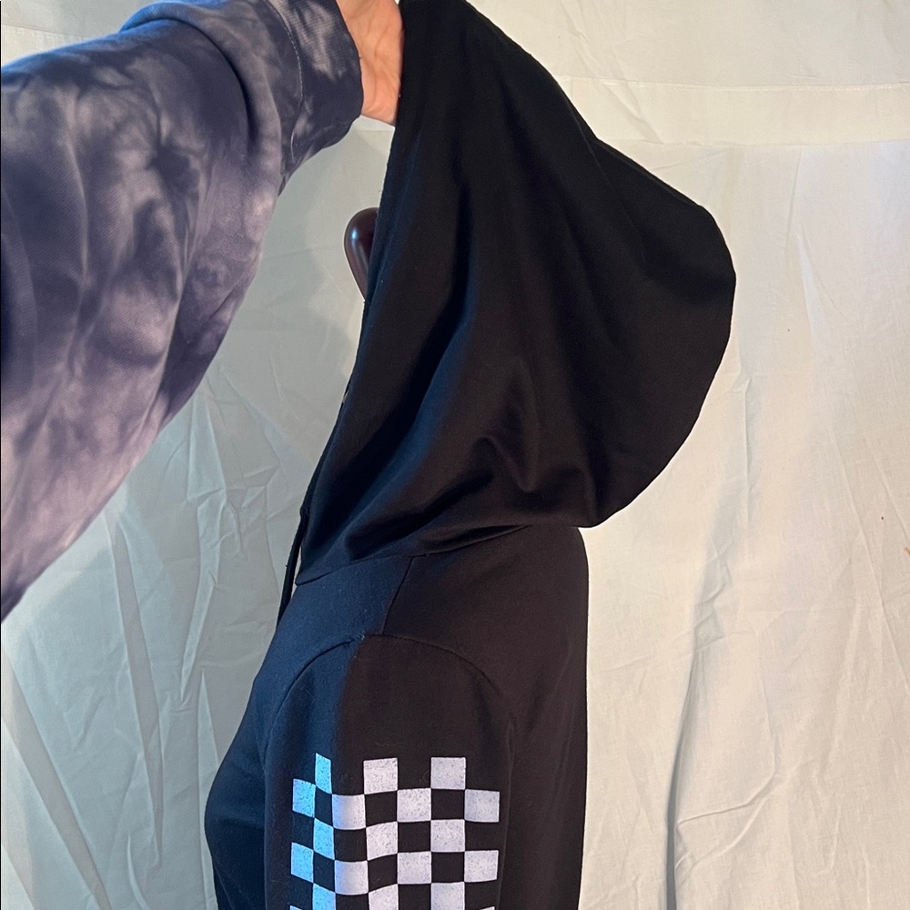 Love J Black Dress with Checkered Sleeves - Picture 9 of 13